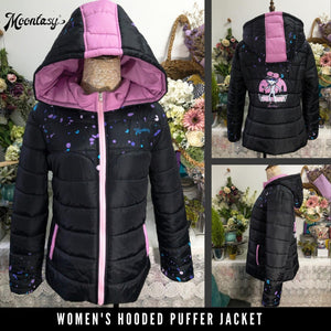 Hong Kong Pattern Women's Hooded Puffer Jacket (Full)