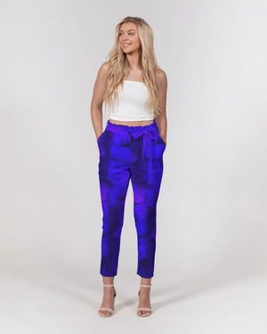 Artistic Belted Tapered Pants for women (Violet Blue)