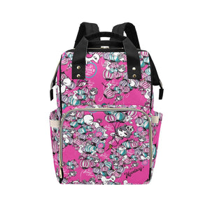 Psychedelic Balloons Multi-Function Diaper Backpack/Diaper Bag (Pink)