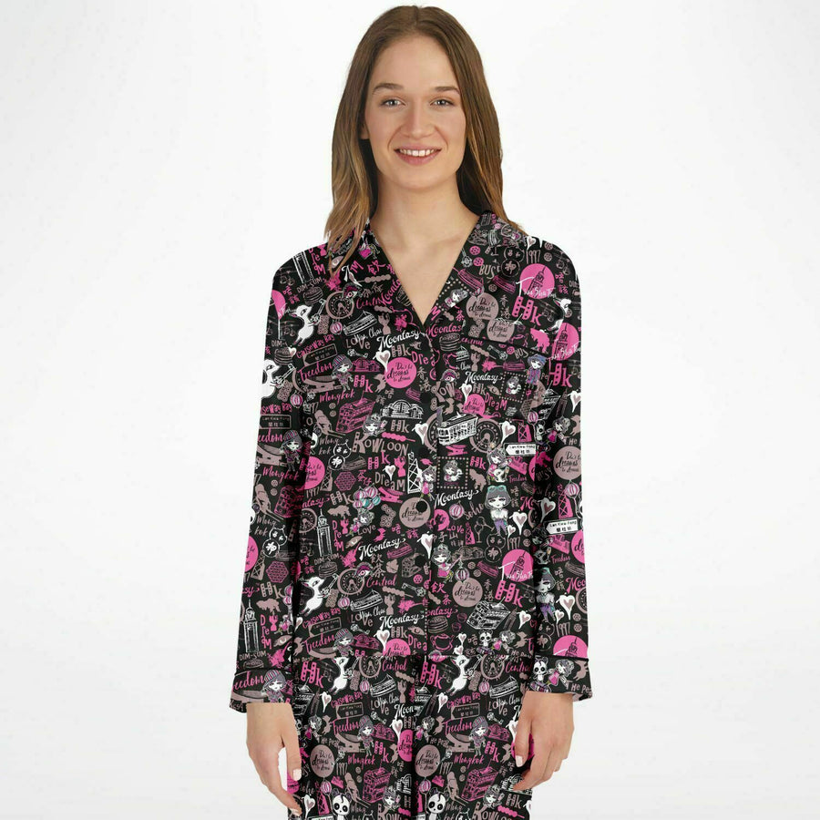 Hong Kong Pattern Luxury Satin Pajamas