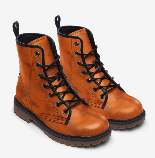 Artistic Vegan Leather Boots (Orange)
