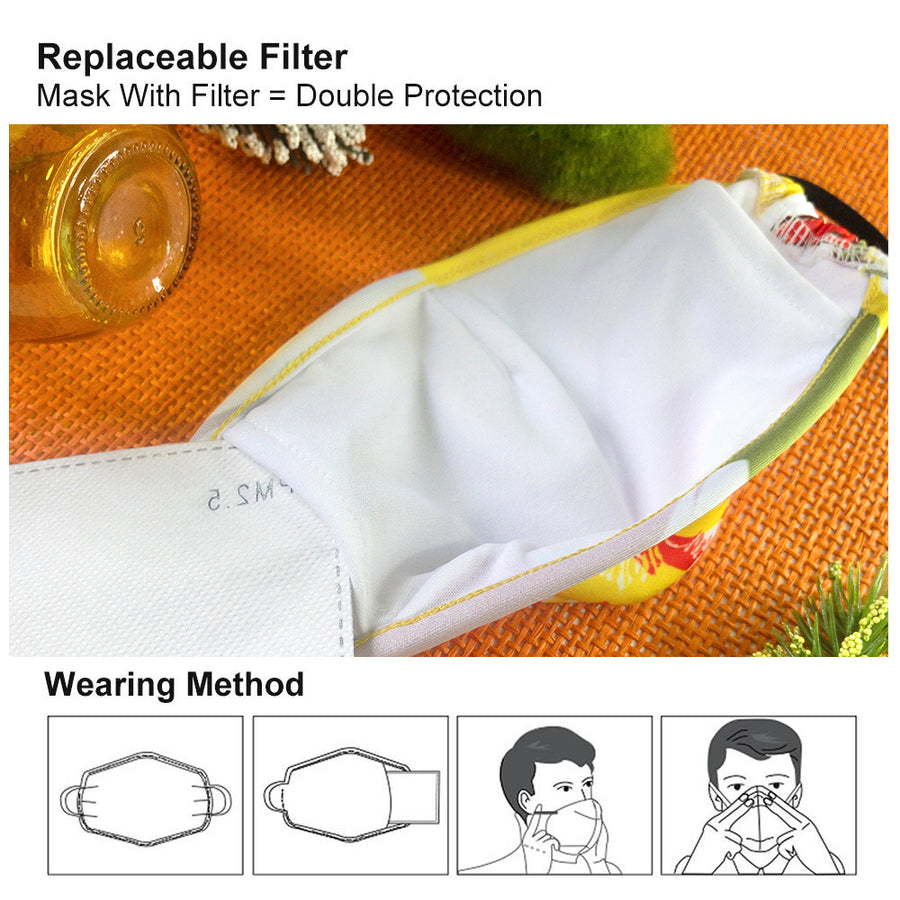 Heroflower yellow pattern Fitted Cloth Face Mask (Adult)