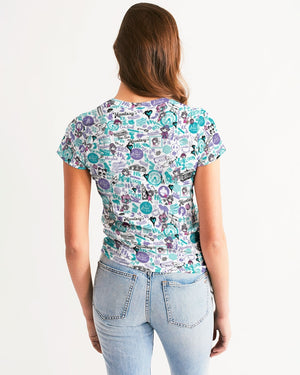 Hong Kong Pattern Women's Tee (Blue and White)