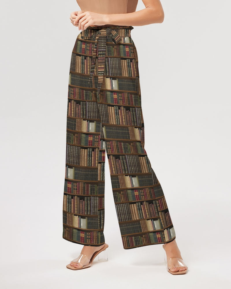 Library Book Lover Women's High-Rise Wide Leg Pants (Brwon)