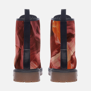 Dark Red and Orange Stone Vegan Leather Boots