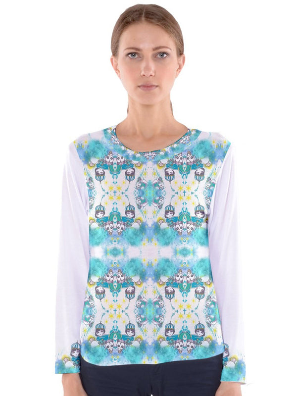 God Is Love Women's Long Sleeve Tee (Green and Blue)