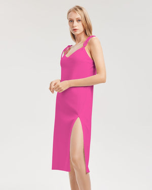 Barbie pink Women's Tie Strap Split Dress