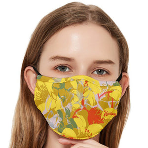 Heroflower yellow pattern Fitted Cloth Face Mask (Adult)