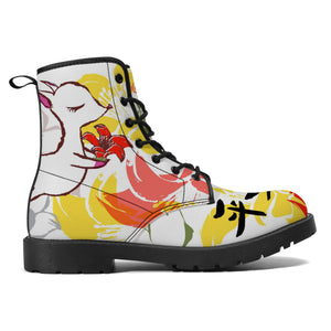 Heroflower Vegan Leather Boots (With Chinese Characters)