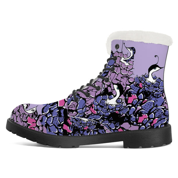 Rosebird Floral Faux Fur Synthetic Leather Boot (Violet)