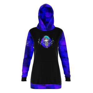 Artistic Violet Blue Longline Hoodie (with charlotte)